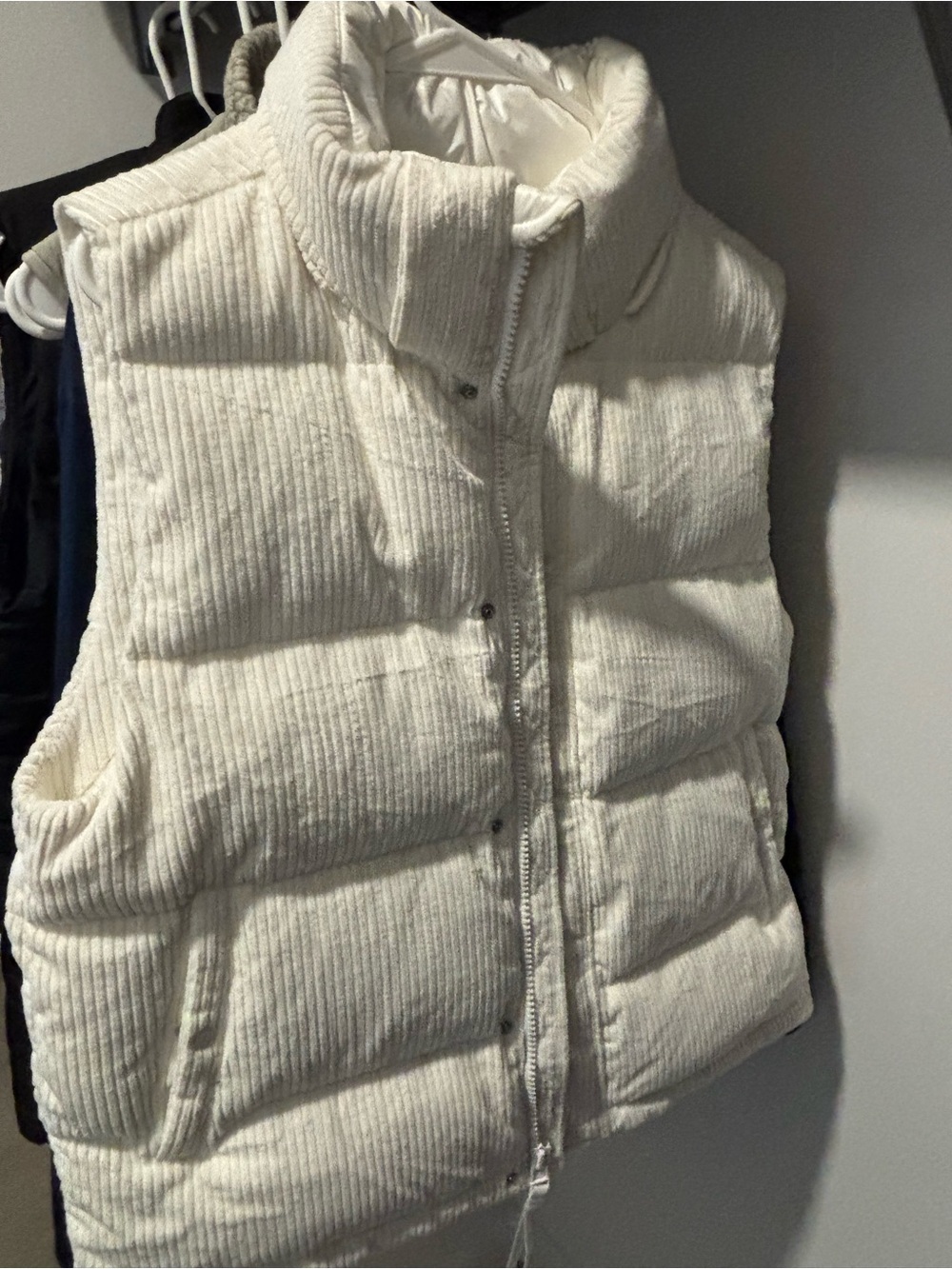 Women's White Corduroy SuperPuff Vest